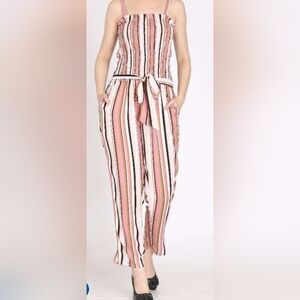 Elegant Striped Jumpsuit in Pink and White